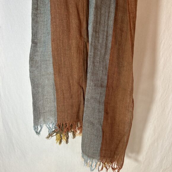 Jeelow Lightweight Summer Scarf Light Shawl Wrap Unisex Linen Yellow Floral - Picture 3 of 4